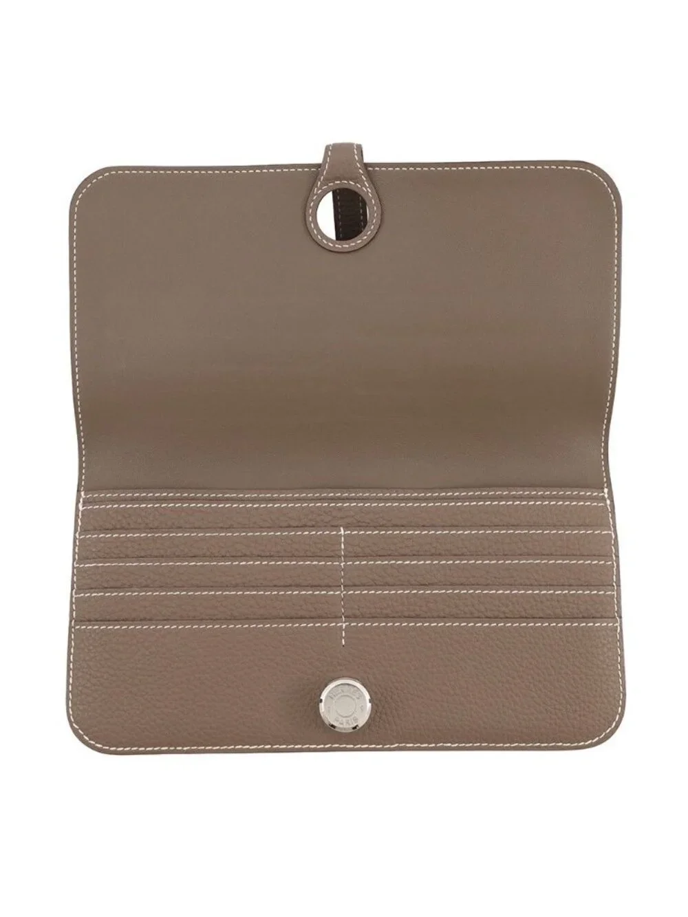 Hermes Wallet Dogon Long Etoupe Silver Togo